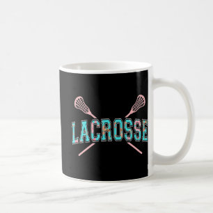 Taza De Café Lacrosse floral pegadas cruzadas LAX Verde azulado