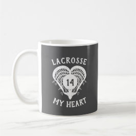Taza De Café Lacrosse gris mi corazón