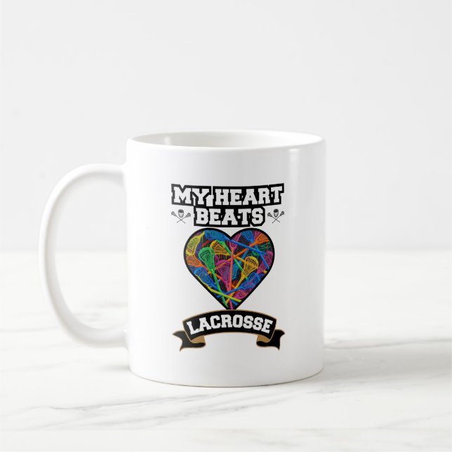 Taza De Café Lacrosse Heart Sticks Passion Sport Love Game (Izquierda)
