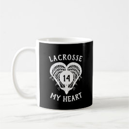 Taza De Café Lacrosse negro mi corazón