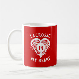 Taza De Café Lacrosse Rojo Mi Corazón