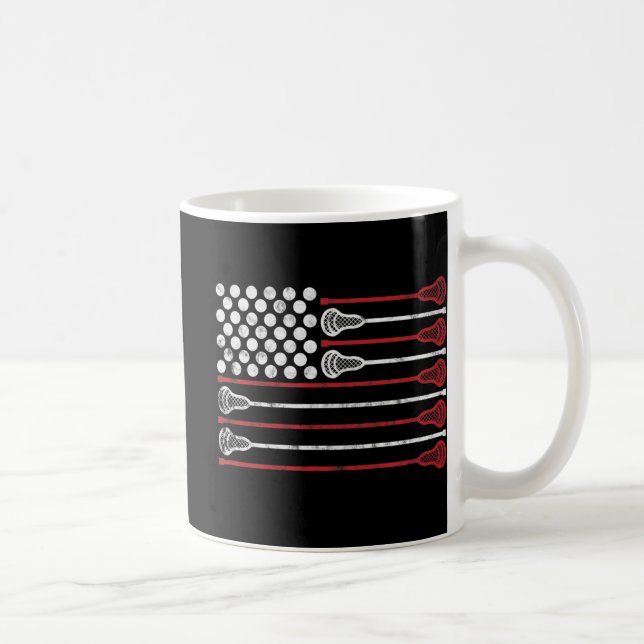 Taza De Café Lacrosse USA Flag Lax (Derecha)