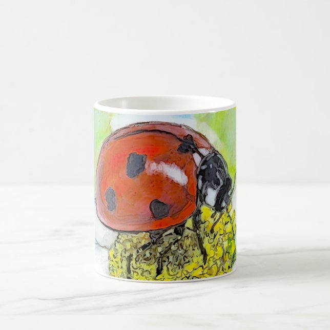 Taza De Café Lady Bug on A Daisy (Centro)