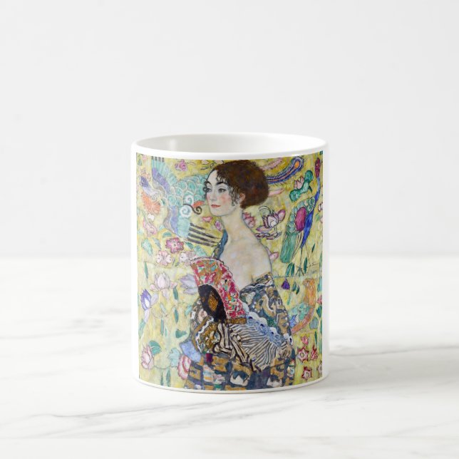 Taza De Café Lady con un fanático, Gustav Klimt (Centro)