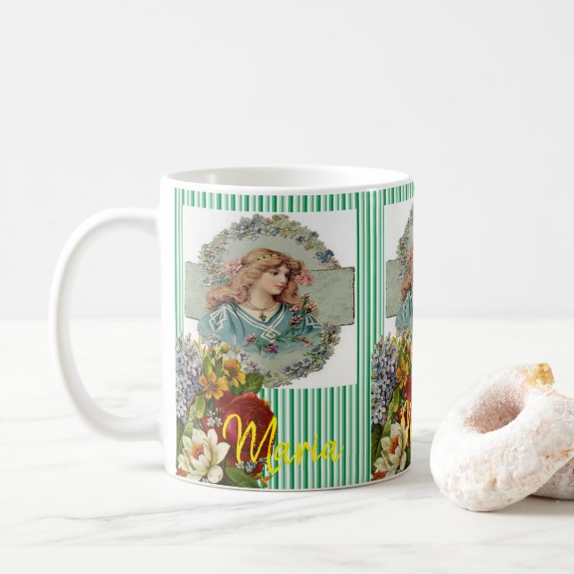 Taza De Café Lady Flowers Mug (Con donut)