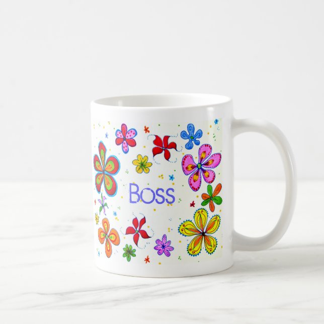 Taza De Café Lady Jefe, Big Flowers Coffee Mug (Derecha)
