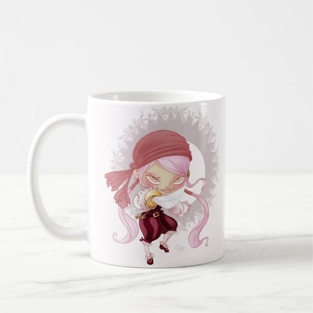 Taza De Café Lady rosa pirata chica (Izquierda)
