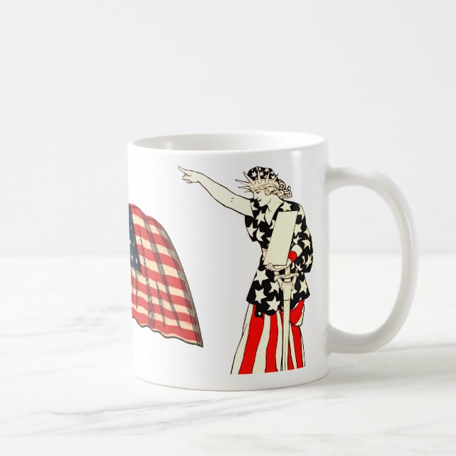 Taza De Café Lady staue Liberty Americana Patriótica ARt (Derecha)