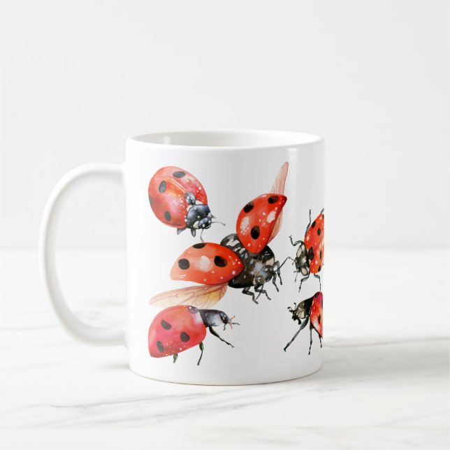 Taza De Café Ladybug de color rojo y negro (Izquierda)