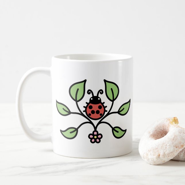 Taza De Café Ladybug Floral Mug (Con donut)