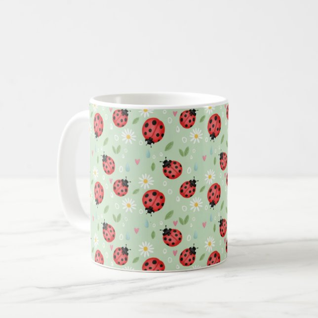 Taza De Café Ladybug Flower Pattern (Anverso izquierdo)