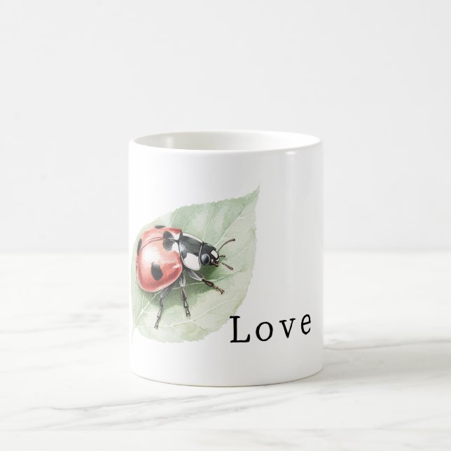 Taza De Café Ladybug on Leaf Love (Centro)