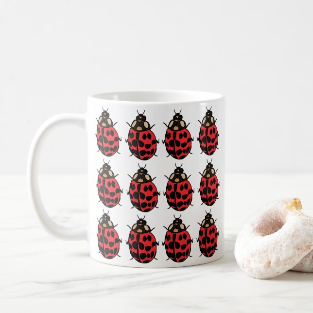 Taza De Café Ladybug Red Black Insect Ladybug (Con donut)