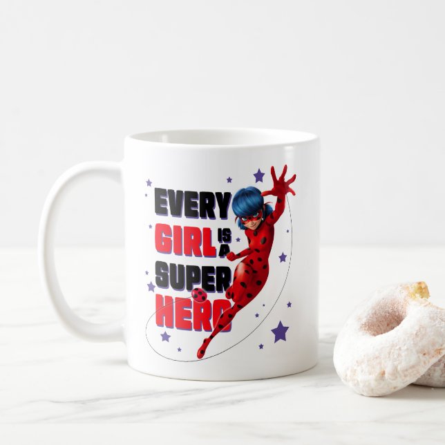 Taza De Café Ladybug Todo Chica es un Super Hero (Con donut)
