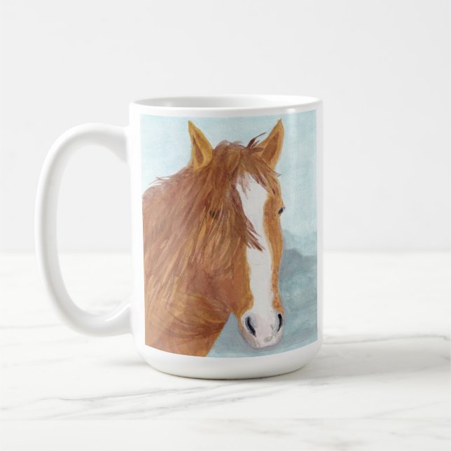 Taza De Café Lago Brown Wild Horse Blue Mountain - acrílico. (Izquierda)