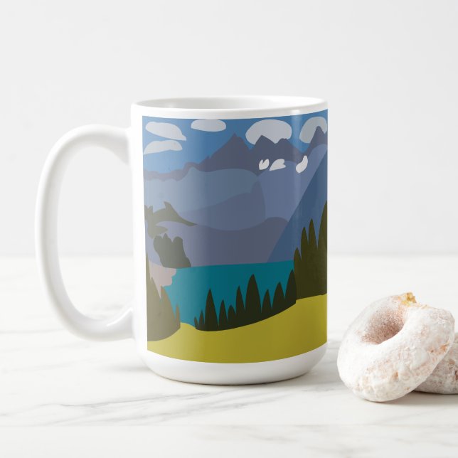 Taza De Café Lago de montaña Alpes (Con donut)