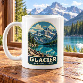 Taza De Café Lago de montaña vintage del Parque Nacional Glacia