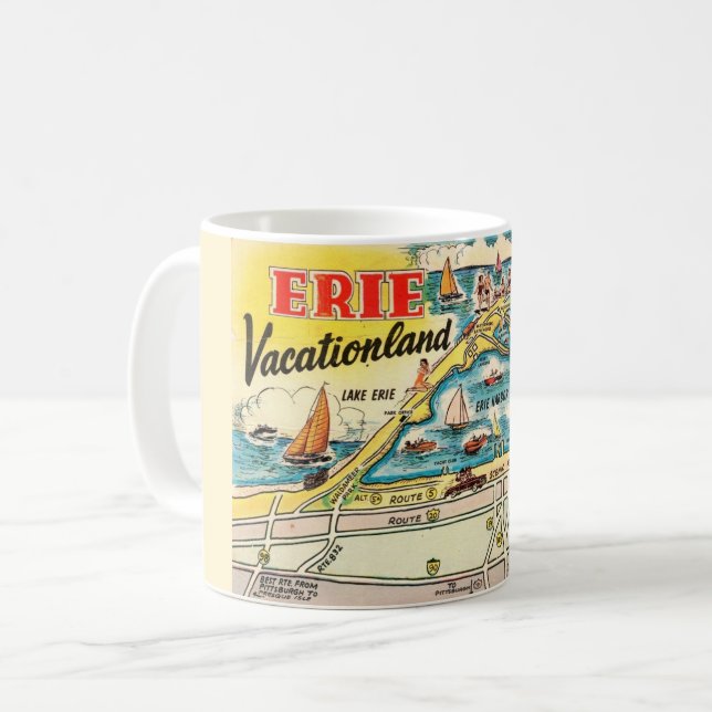 Taza De Café Lago Erie Map Mug (Anverso izquierdo)