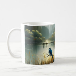 Taza De Café Lago Japón Pájaro 1 - Lienzo