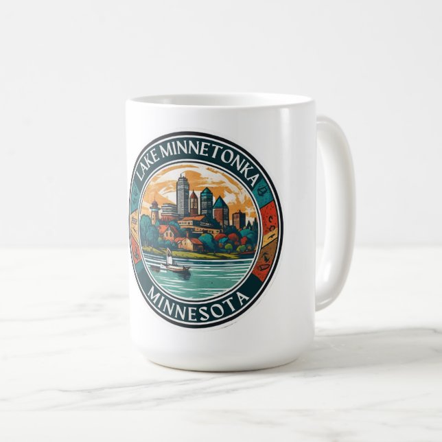 Taza De Café Lago Minnetonka, pesca y navegación en bote de Min (Anverso derecho)