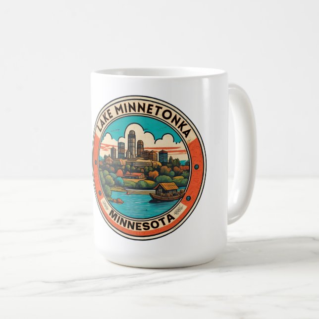 Taza De Café Lago Minnetonka, pesca y navegación en bote de Min (Anverso derecho)