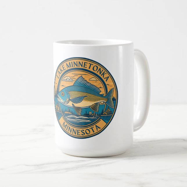 Taza De Café Lago Minnetonka, pesca y navegación en bote de Min (Anverso derecho)