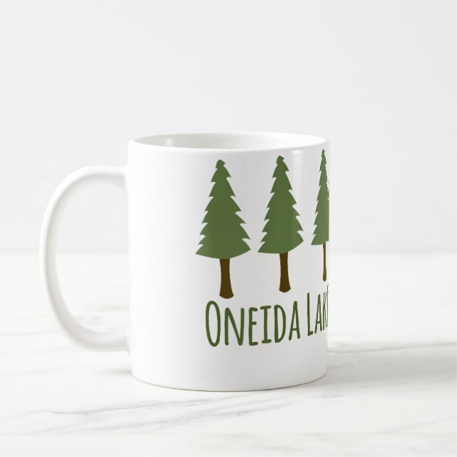 Taza De Café Lago Oneida Camping Rústico Pinos Bosque (Izquierda)