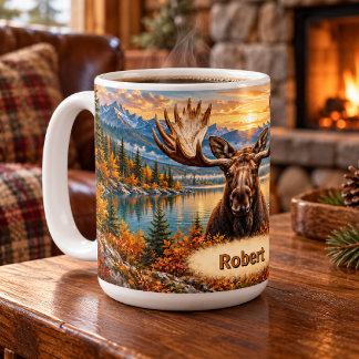 Taza De Café Lago Personalizado Moose Mountain