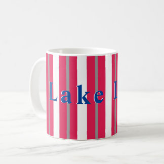 Taza De Café Lago personalizado o raya blanca roja de playa