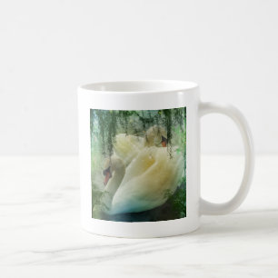 Taza De Café Lago Romántico Natación Cisnes Blancas