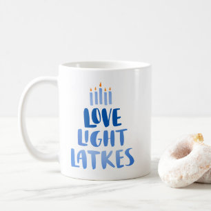 Taza De Café Lagos de luz de amor   Hanukkah moderno divertido