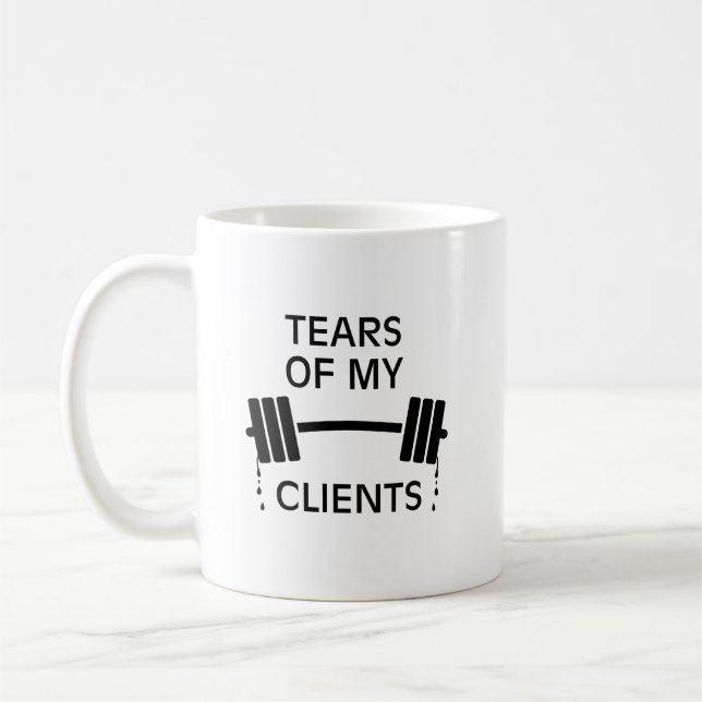 Taza De Café Lágrimas de mi cliente: Trainer personal Barbell (Izquierda)