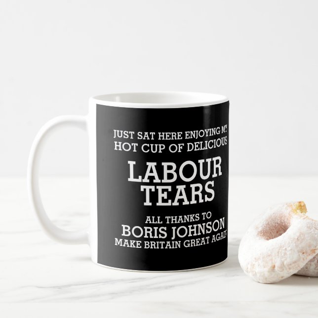 Taza De Café Lágrimas laborales Boris Johnson (Con donut)