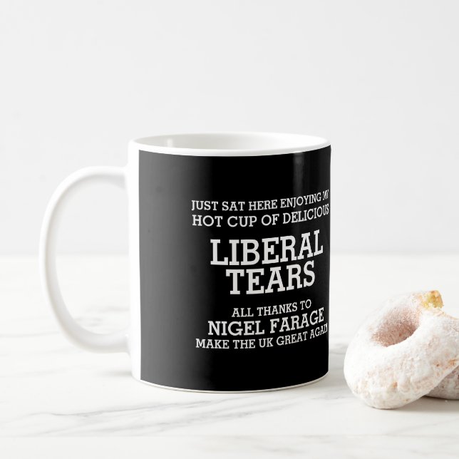Taza De Café Lágrimas liberales gracias a Nigel Farage Brexit (Con donut)