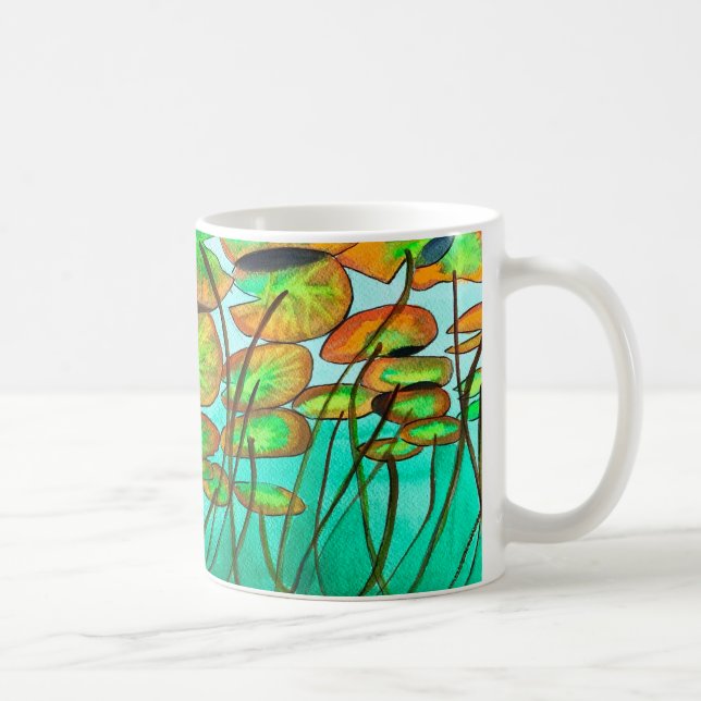 Taza De Café Laguna verde con lirios (Derecha)