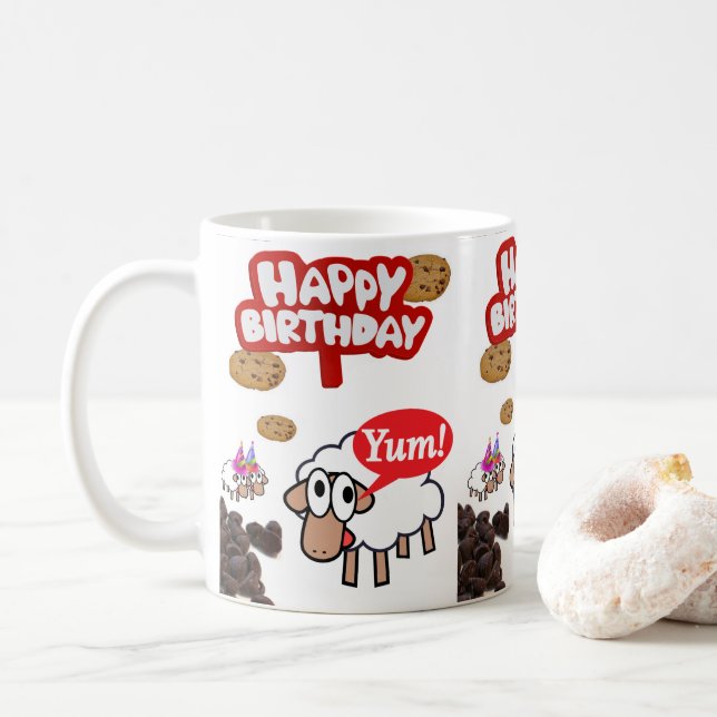 Taza De Café Lamb Mug Happy Birday Mug (Con donut)