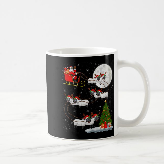 Taza De Café Lambs Sheep Santa Sleigh Flying Funny Magical Chri (Derecha)