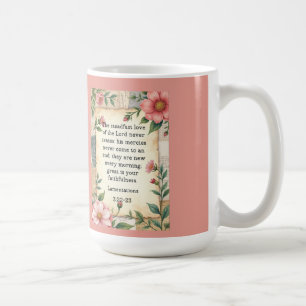 Taza De Café Lamentaciones 3:22–23 Diseño Floral Vintage 