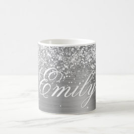 Taza De Café Lámina de plata personalizada con brillo