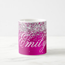 Taza De Café Lámina de rosa caliente personalizada con purpurin
