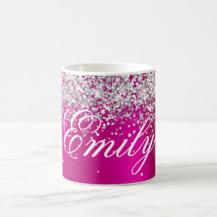 Taza De Café Lámina de rosa caliente personalizada con purpurin