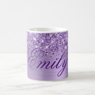 Taza De Café Lámina personalizada de color púrpura claro con br