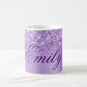 Taza De Café Lámina personalizada de lavanda brillante con purp