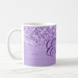 Taza De Café Lámina personalizada de lavanda brillante con purp