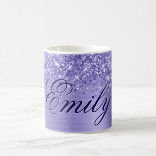 Taza De Café Lámina personalizada de periwinkle con brillo