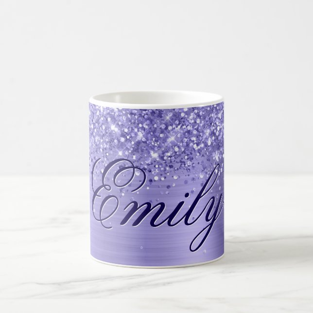 Taza De Café Lámina personalizada de periwinkle con brillo (Centro)