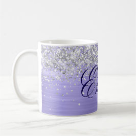 Taza De Café Lámina personalizada de purpurina plateada pervinc