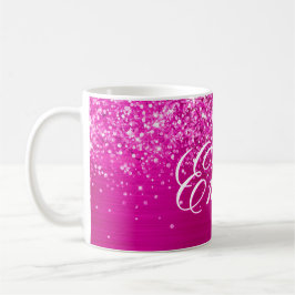 Taza De Café Lámina personalizada de rosa caliente con purpurin