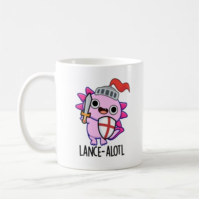 Taza De Café Lance-a-lotl Funny Axolotl Knight Pun (Izquierda)