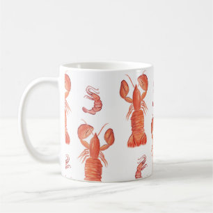 Taza De Café Langosta Cangrejo de Río Acuarela Patrón Pintado a